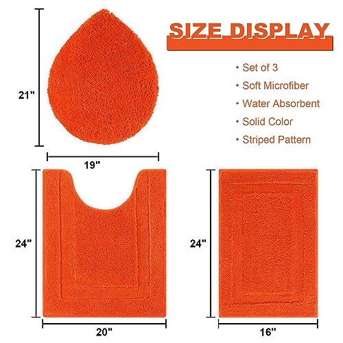 3 Piece Non Slip Absorbent Microfiber Shaggy Bathroom Rug Set A577