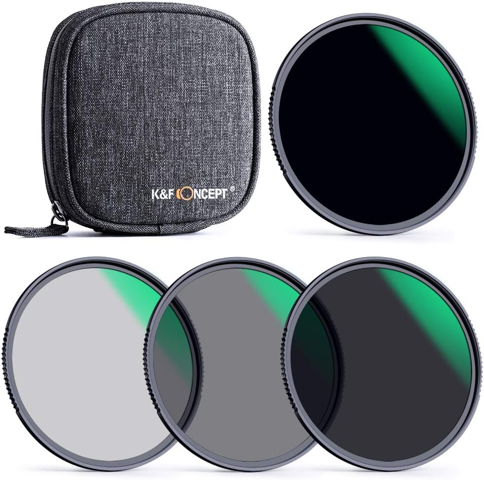 49mm Fixed ND Lens Filter Kit, Neutral Density ND4 ND8 ND64 ND1000 Filter Set with 4-Filter Pouch U406