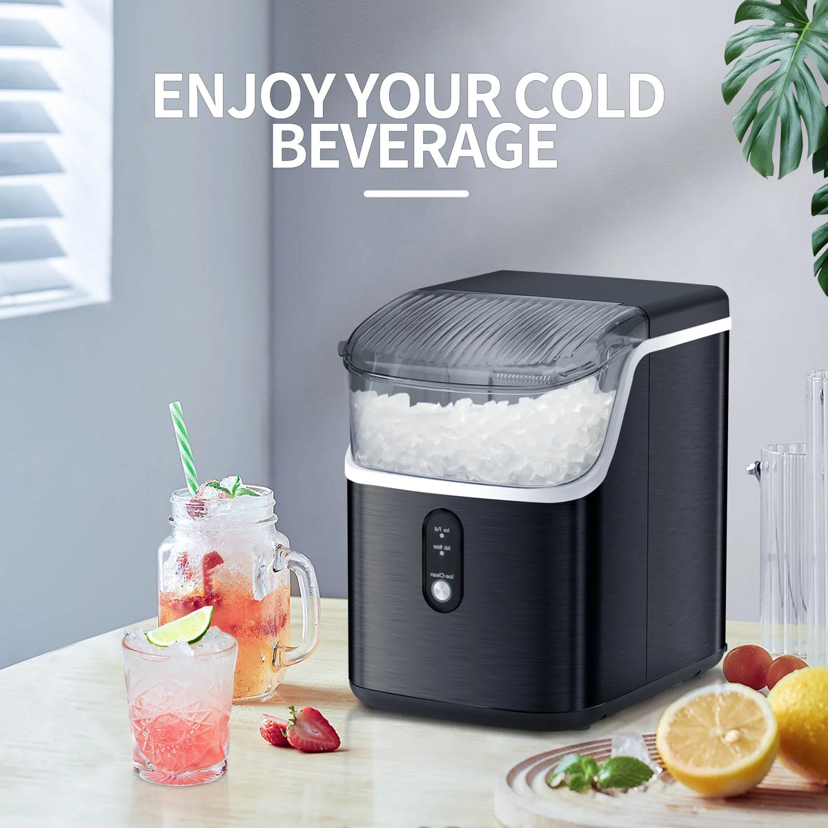 Nugget Ice Maker Countertop 33lbs/24H Self-Cleaning Stainless Steel Silver V716399