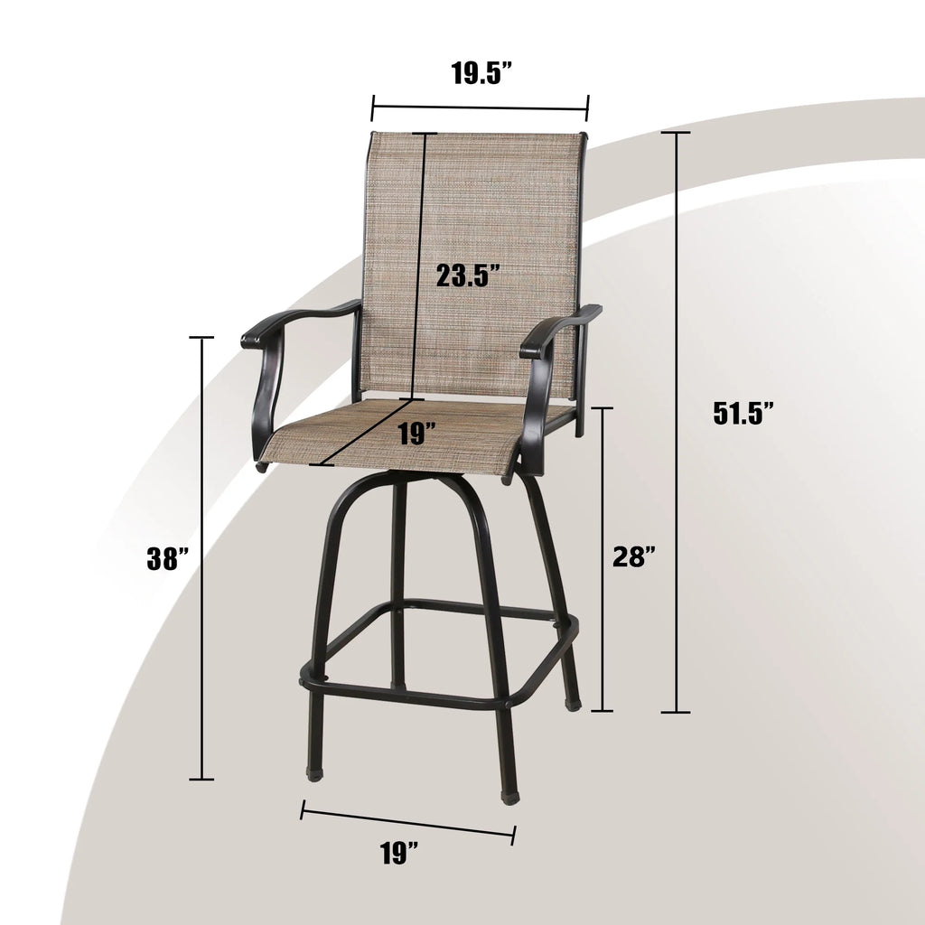 4-Piece Outdoor Swivel Bar Stools with High Back and Armrest P416