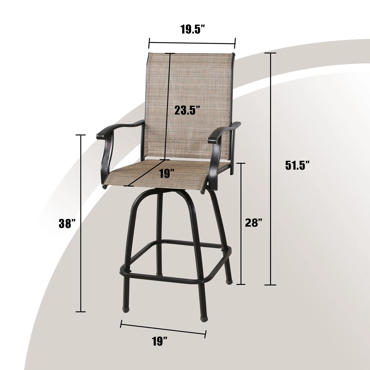 4-Piece Outdoor Swivel Bar Stools with High Back and Armrest P416