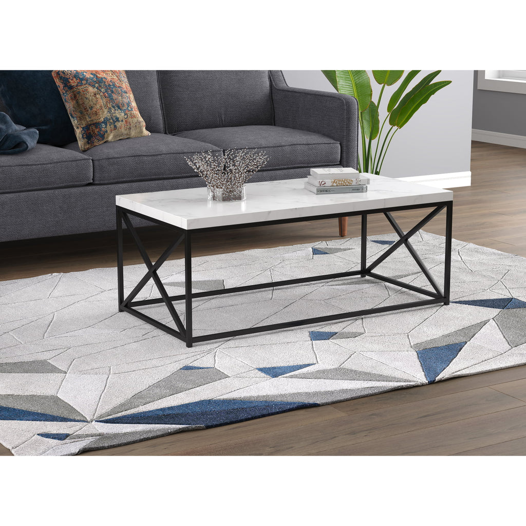44"L Marble Black Metal Coffee Table A732905