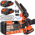6 Inch Cordless Mini Chainsaw with 2 Batteries 2 Chains T30273