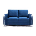 Blue Velvet Upholstery Solid Pine Wood Loveseat Y126