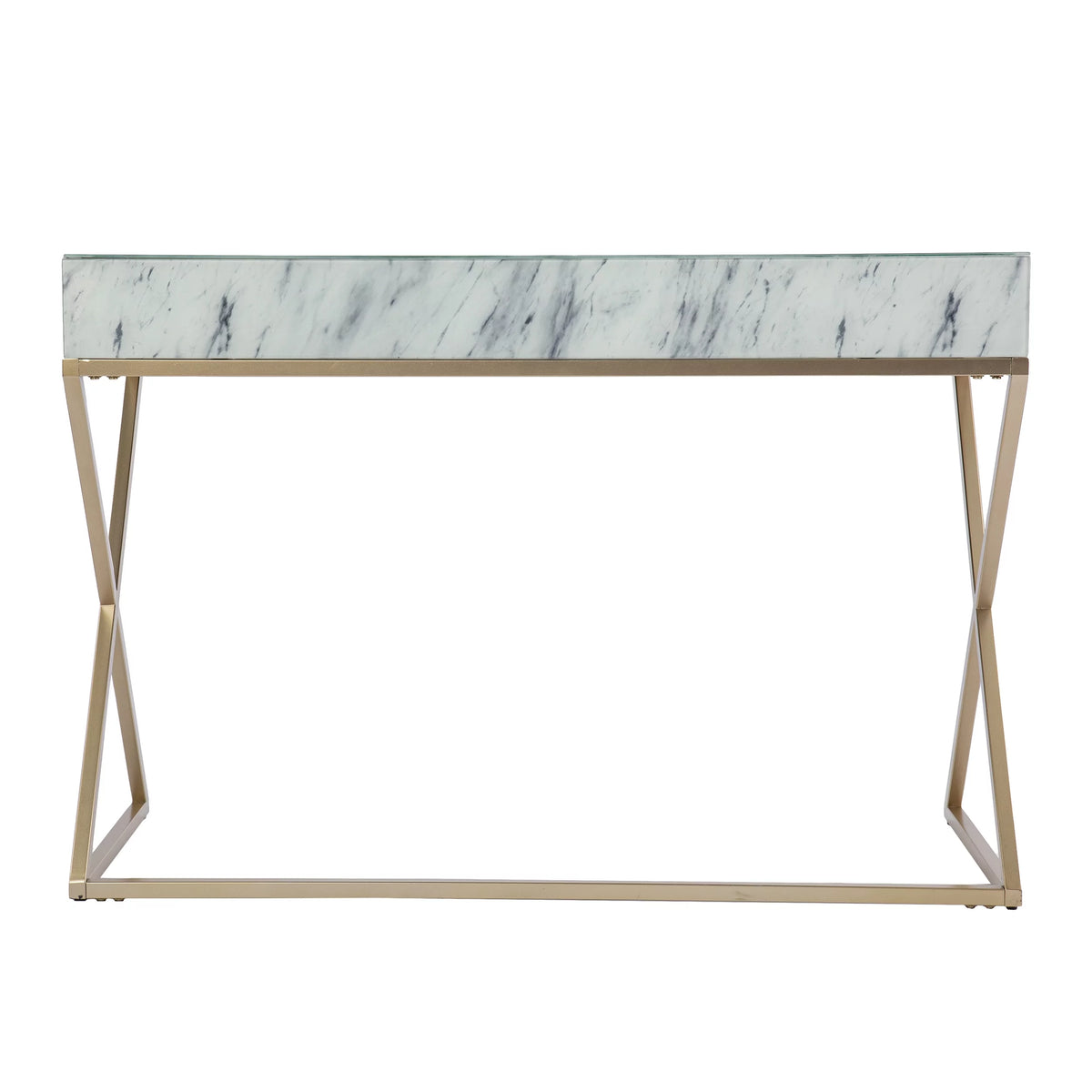 Gold Faux Marble Writing Desk with Storage H2261