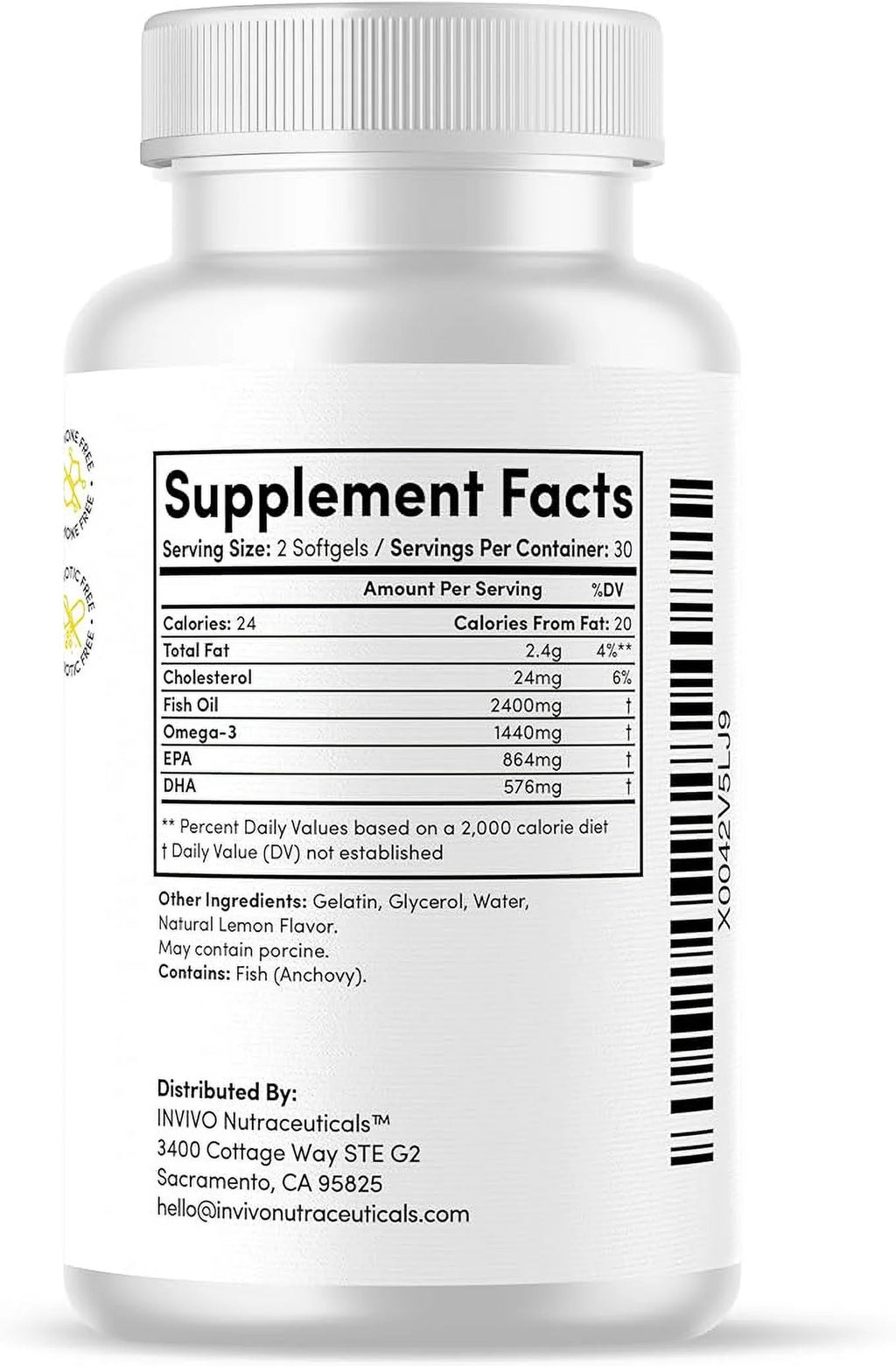 Omega 3 Fish Oil Supplements 60 Soft gels 2400 mg W639363