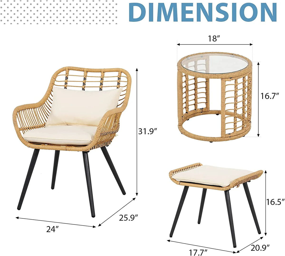 5-Piece PE Rattan Wicker Patio Furniture Set M4833