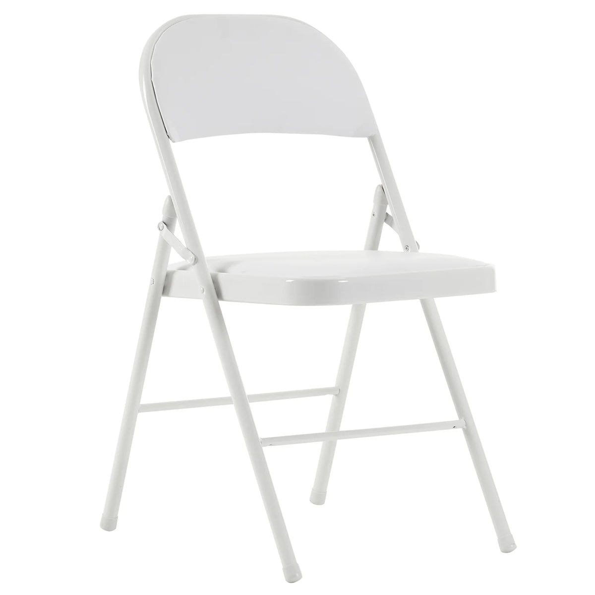 4 Pack White Folding Chairs with Metal Frame and Cushion O7054