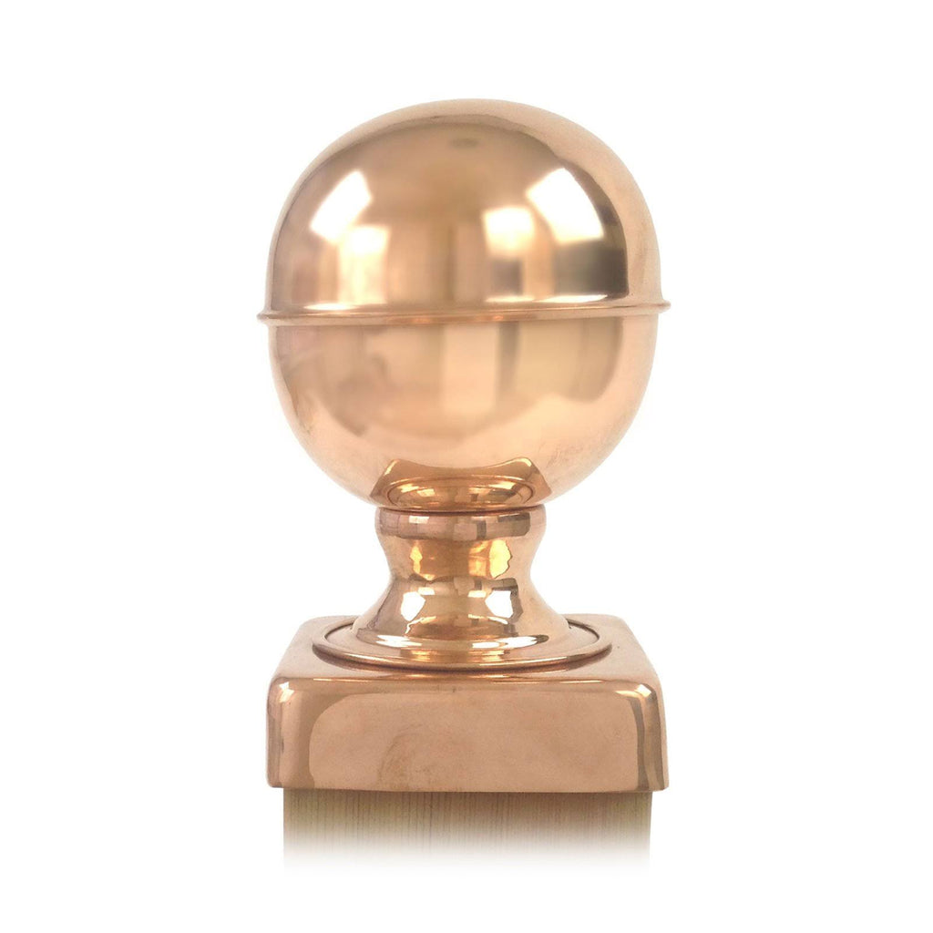 Copper Ball Top Slip Over Fence Post Cap, Brown C967