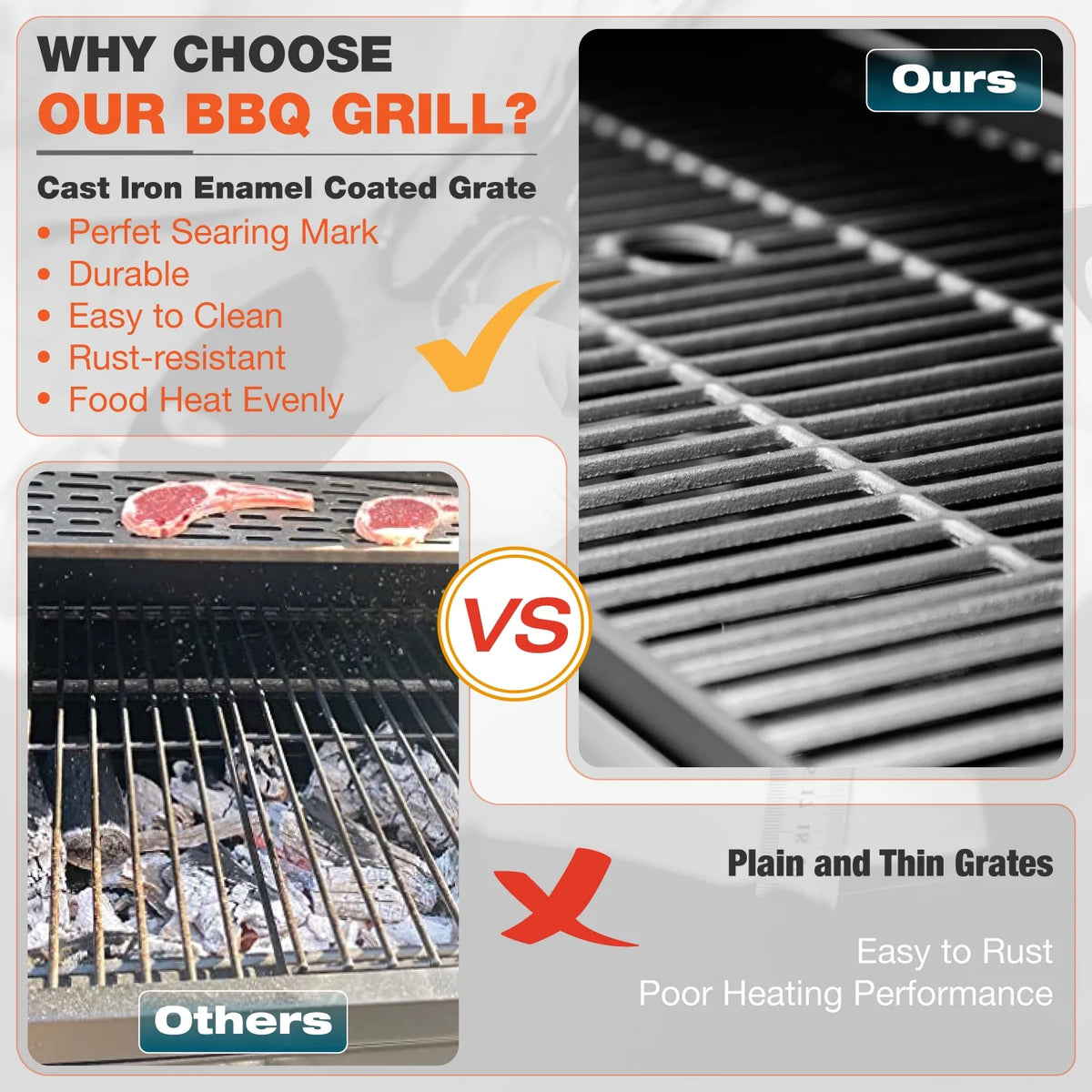 6 Burner Propane Gas Grill with Side Burner Stainless Steel B374