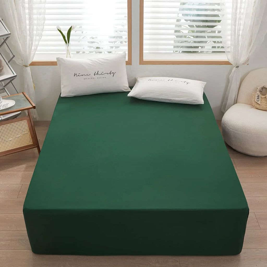 Dark Green Microfiber Queen Fitted Sheet, Deep Pocket 15 Inch N3804