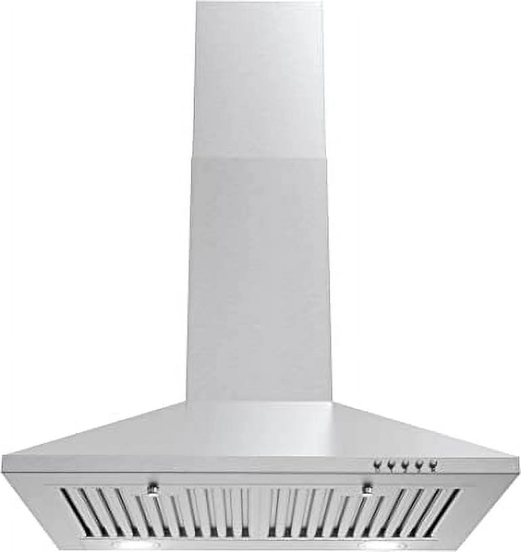 24 in. Ducted Wall Mount Range Hood in Stainless Steel with LED Lighting and Permanent Filters U476