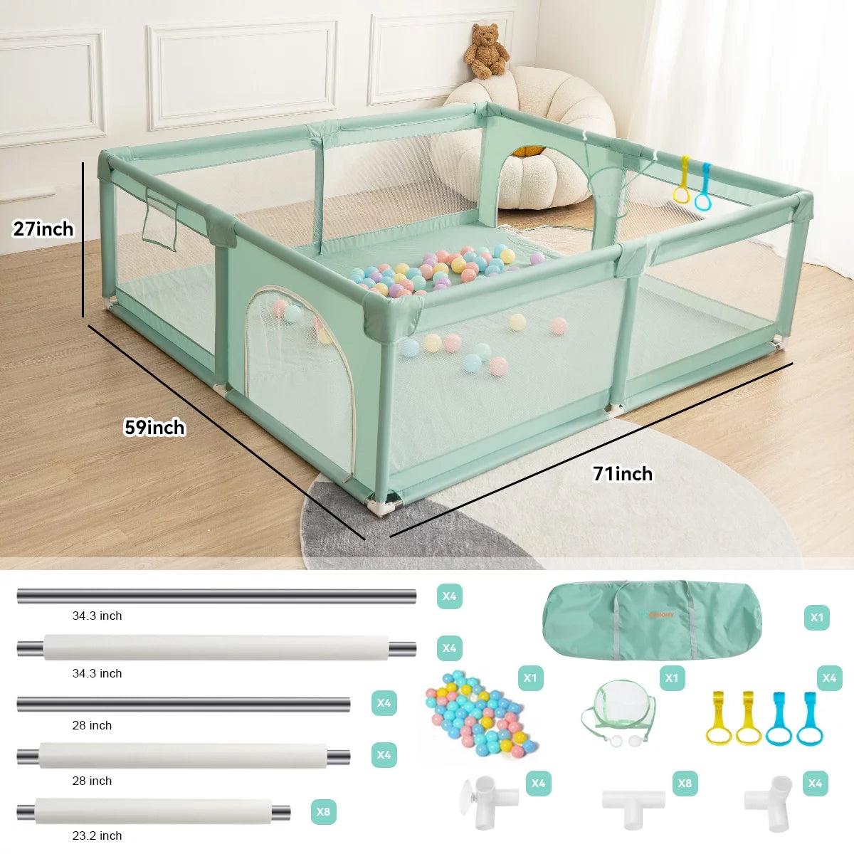 63x63'' Gray Baby Playpen Z220