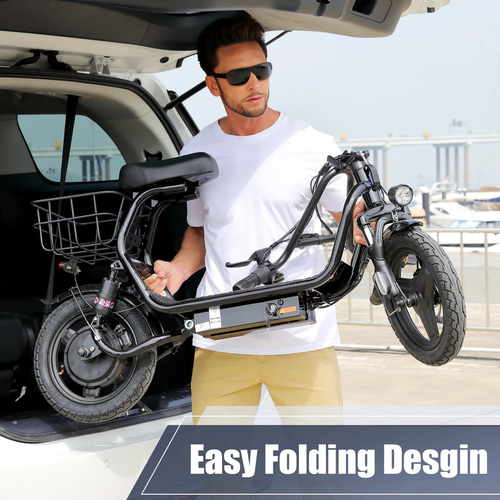 48V 500W Adults Electric Scooter with Removable Seat, 14" Off-road Pneumatic Tires, 20 MPH Max, 30 Miles Range, 350lbs Weight Limit, Black L2327