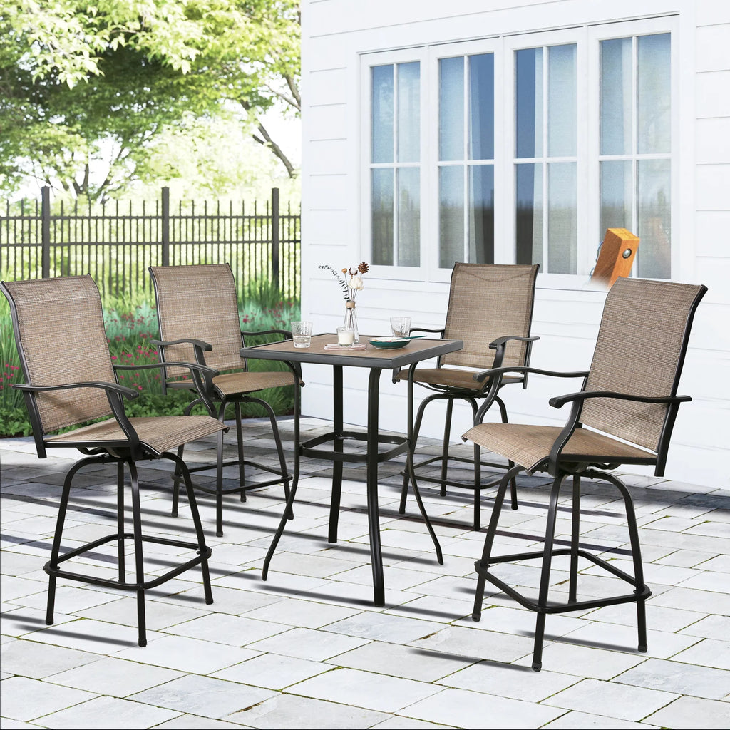 4-Piece Outdoor Swivel Bar Stools with High Back and Armrest P416