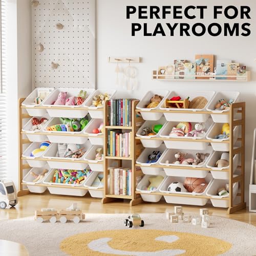 Large Toy Storage Organizer with 24 Bins and 3 Shelves, White T1622