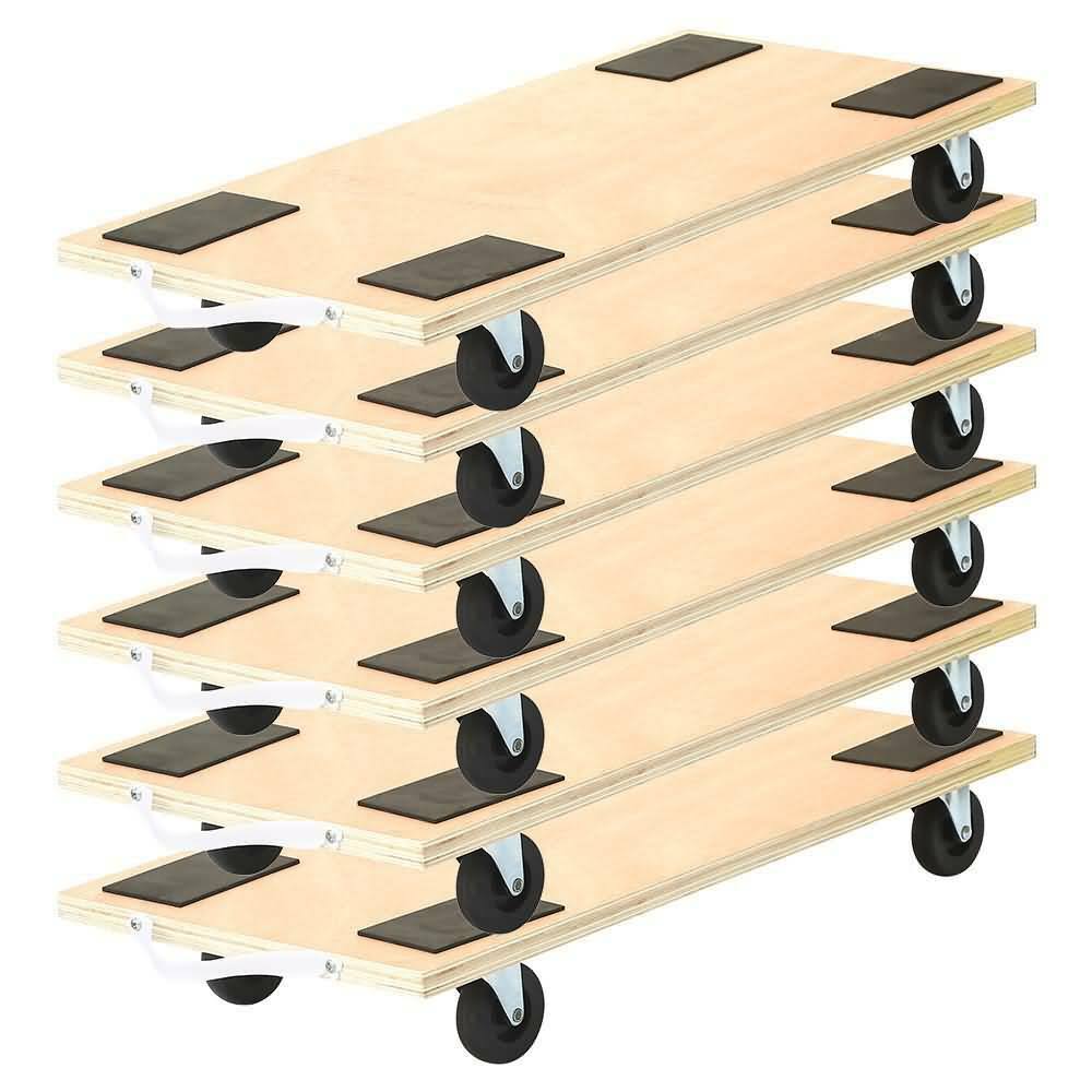6 Pack 23 x 12 Rectangle Wood Platform Dolly Cart 450-lb Load Rating Q8434