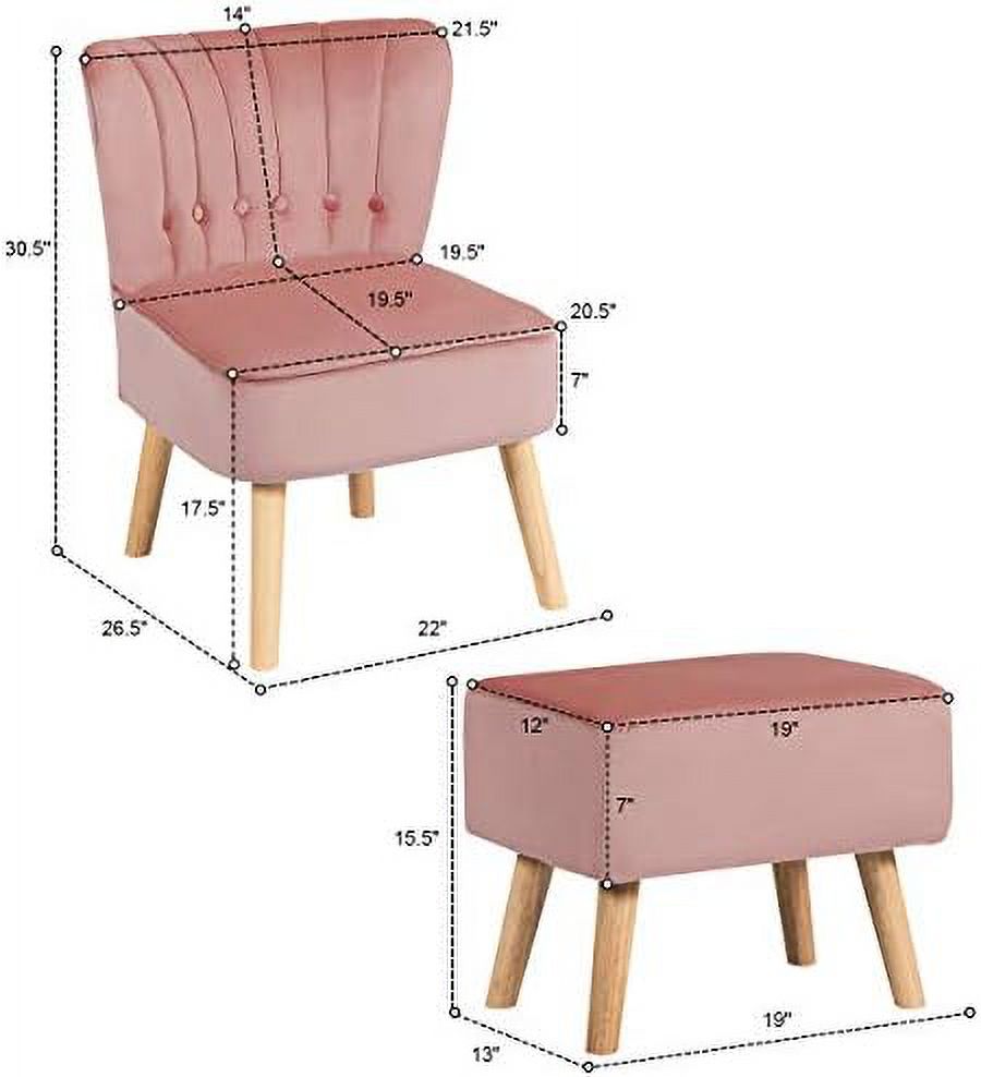 Pin Velvet Accent Chair with Ottoman E575