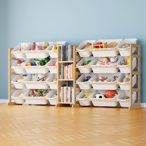 Large Toy Storage Organizer with 24 Bins and 3 Shelves, White T1622