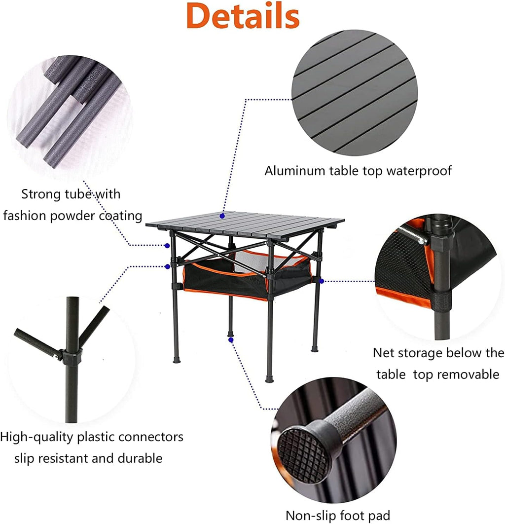 Heavy Duty Aluminum Camping Table with Carry Bag L591093