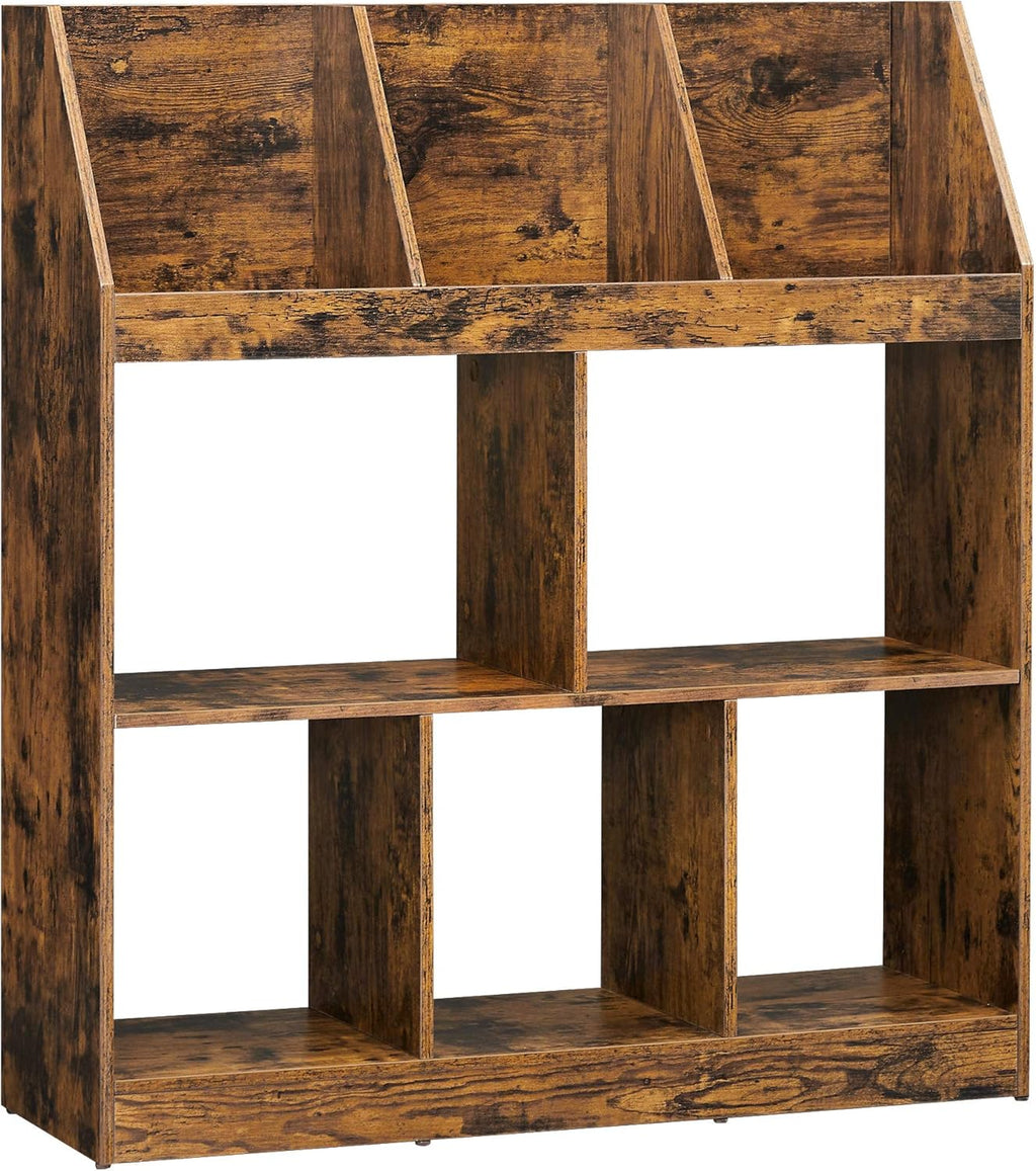 Rustic Brown Bookshelf with Cubbyholes G631