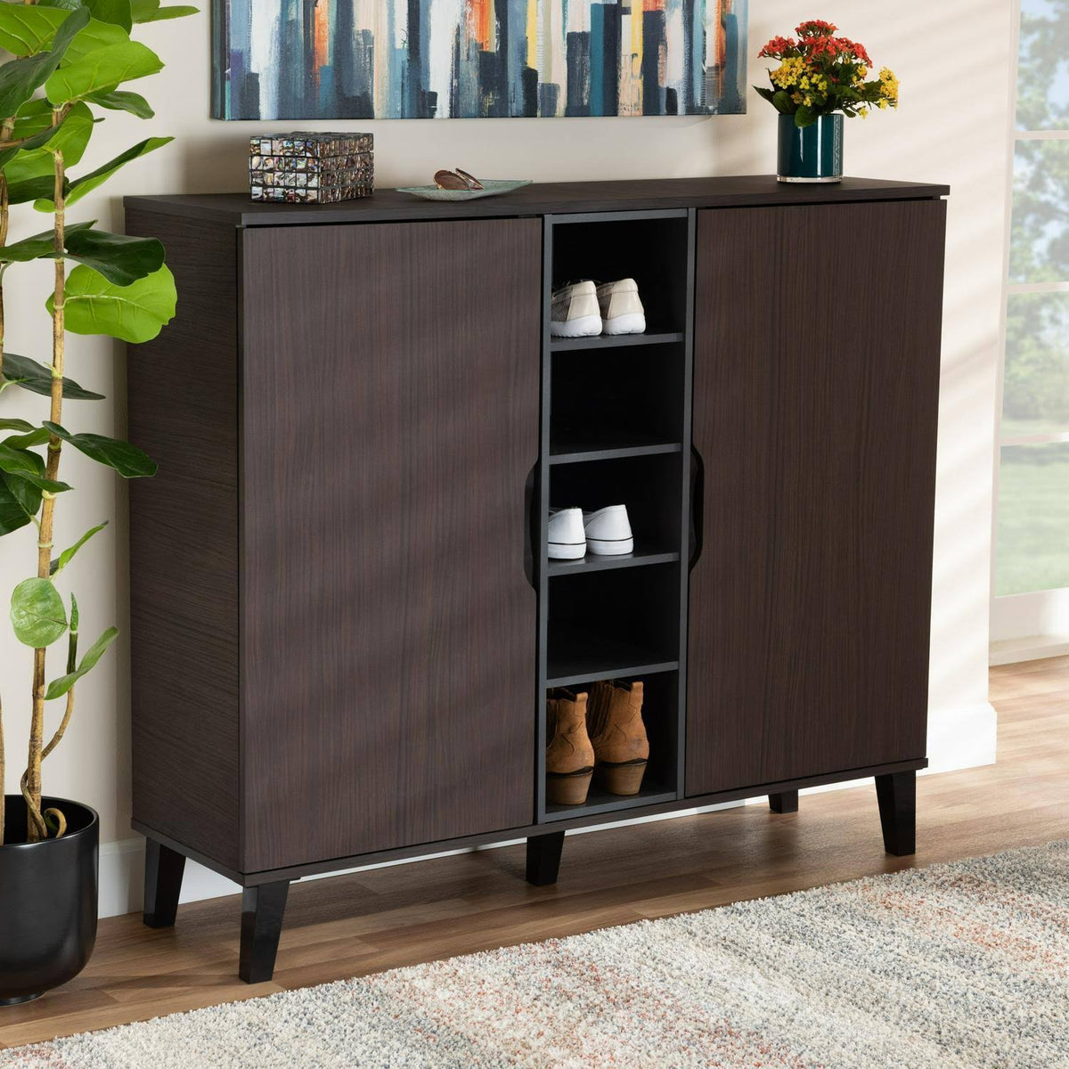 Two-Tone Dark Brown and Grey Wood Dresser L914083