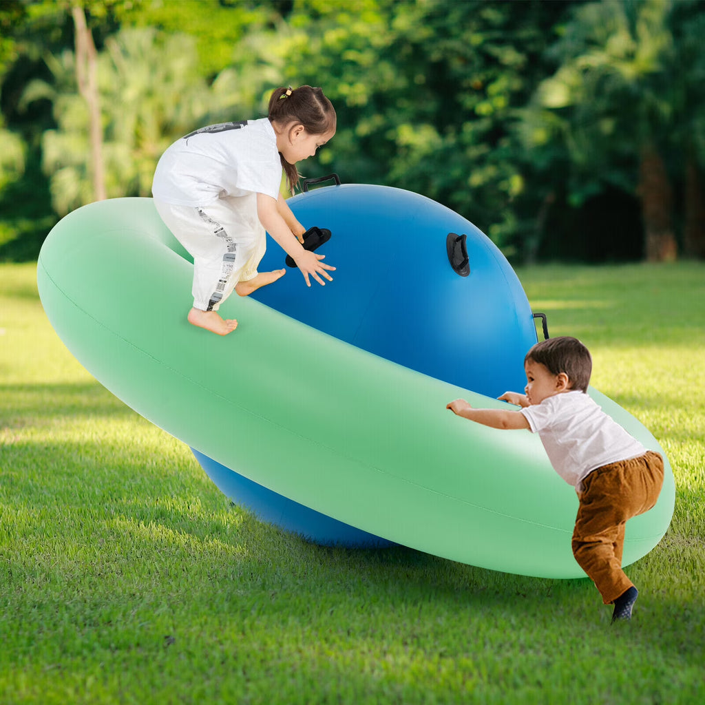 Green & Blue Inflatable Dome Rocker Bouncer with 6 Handles S265603