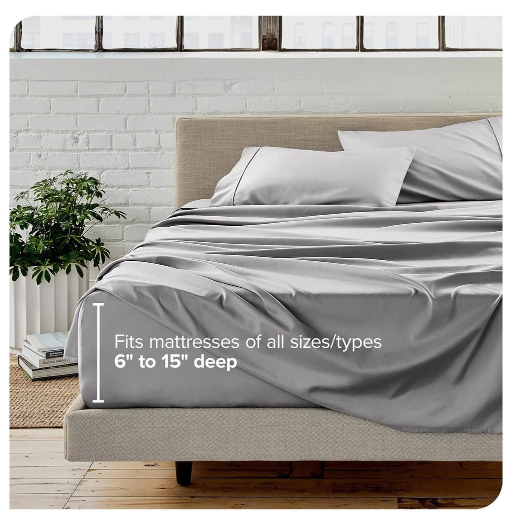 Light Grey 4 Piece Flex King Microfiber Bed Sheet Set I9833