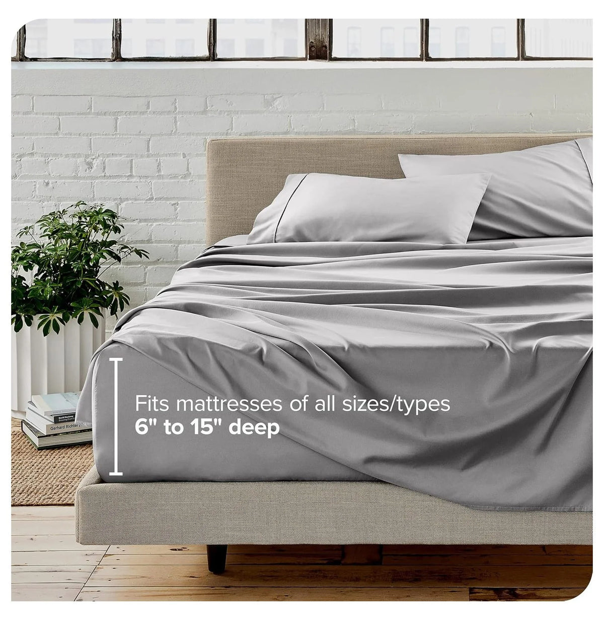 Light Grey 4 Piece Flex King Microfiber Bed Sheet Set I9833