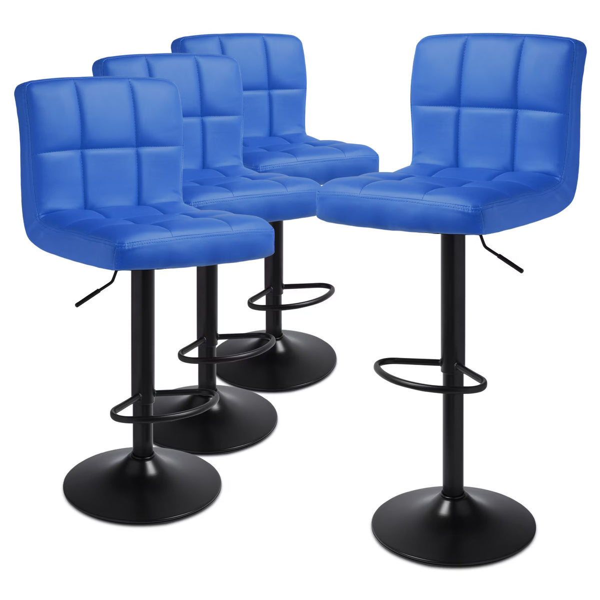 Set of 4 Blue Faux Leather Swivel Bar Stools P34577