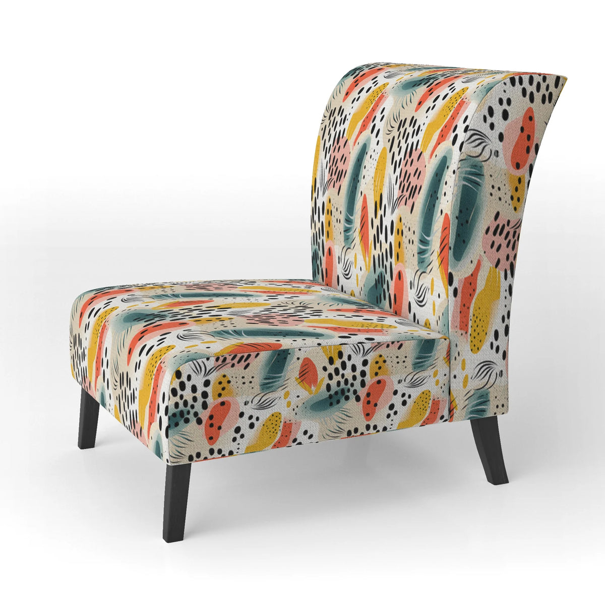 Upholstered Tropical Accent Chair and Floral Arm Chair J69092