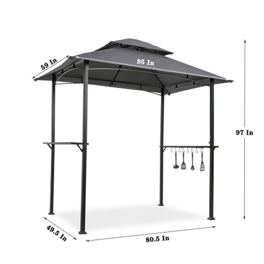 Grey Outdoor Grill Gazebo with Steel Frame I7200