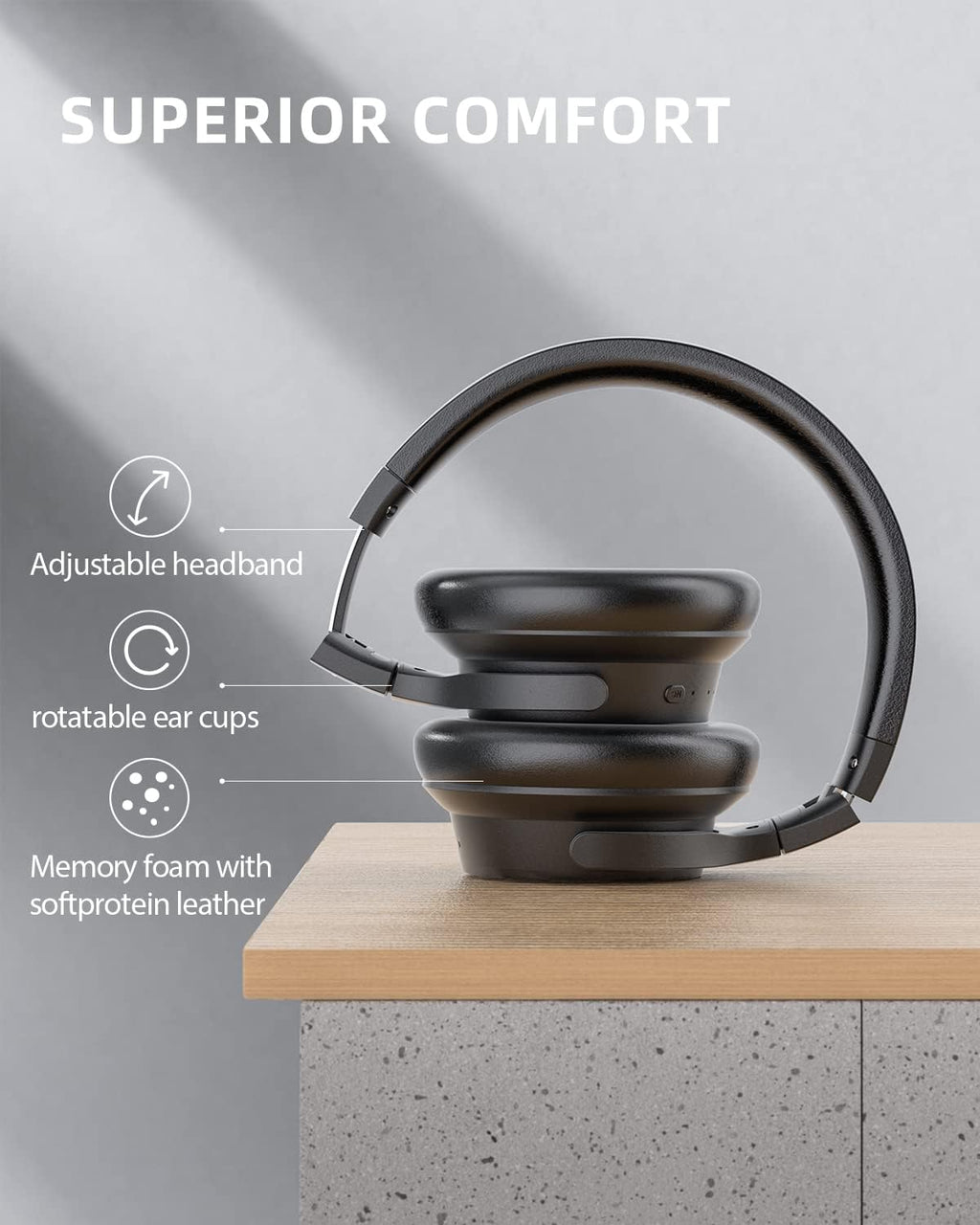 Wireless Bluetooth Headphones with 40dB Noise Reduction, 40H, aptX HD, Hi-Res Audio, Deep Bass, 5 Built-in Mics J908820