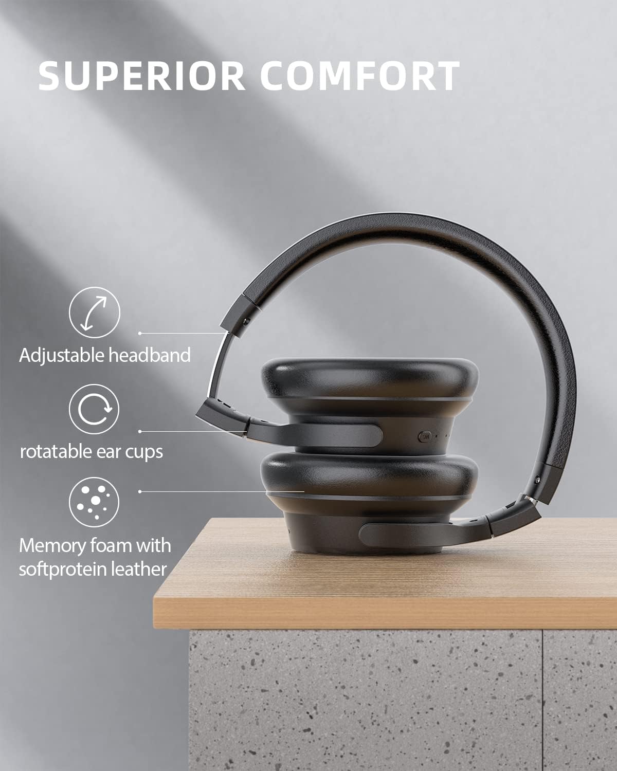 Wireless Bluetooth Headphones with 40dB Noise Reduction, 40H, aptX HD, Hi-Res Audio, Deep Bass, 5 Built-in Mics J908820