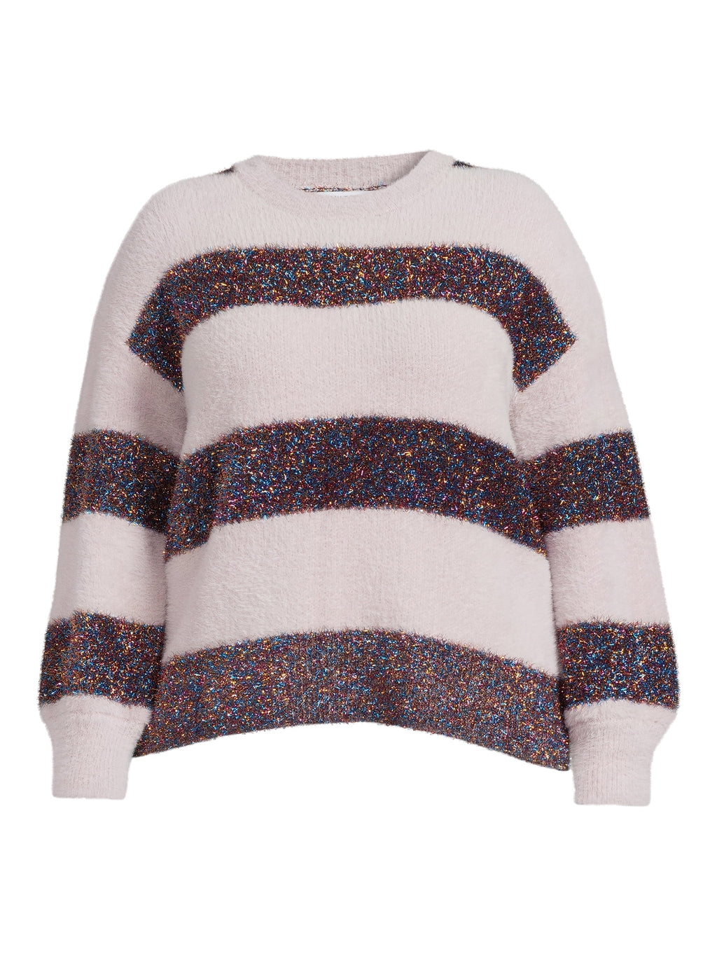 Metallic Stripe Pullover Sweater with Long Sleeves C292