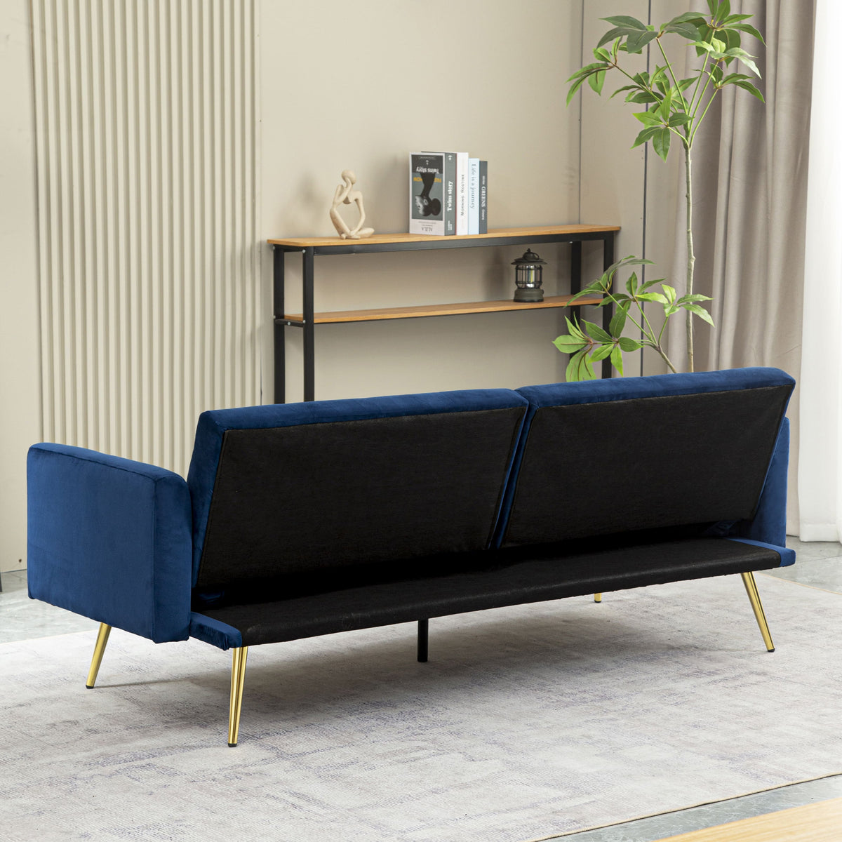 Adjustable Futon Sofa Bed with 2 Pillows Z816