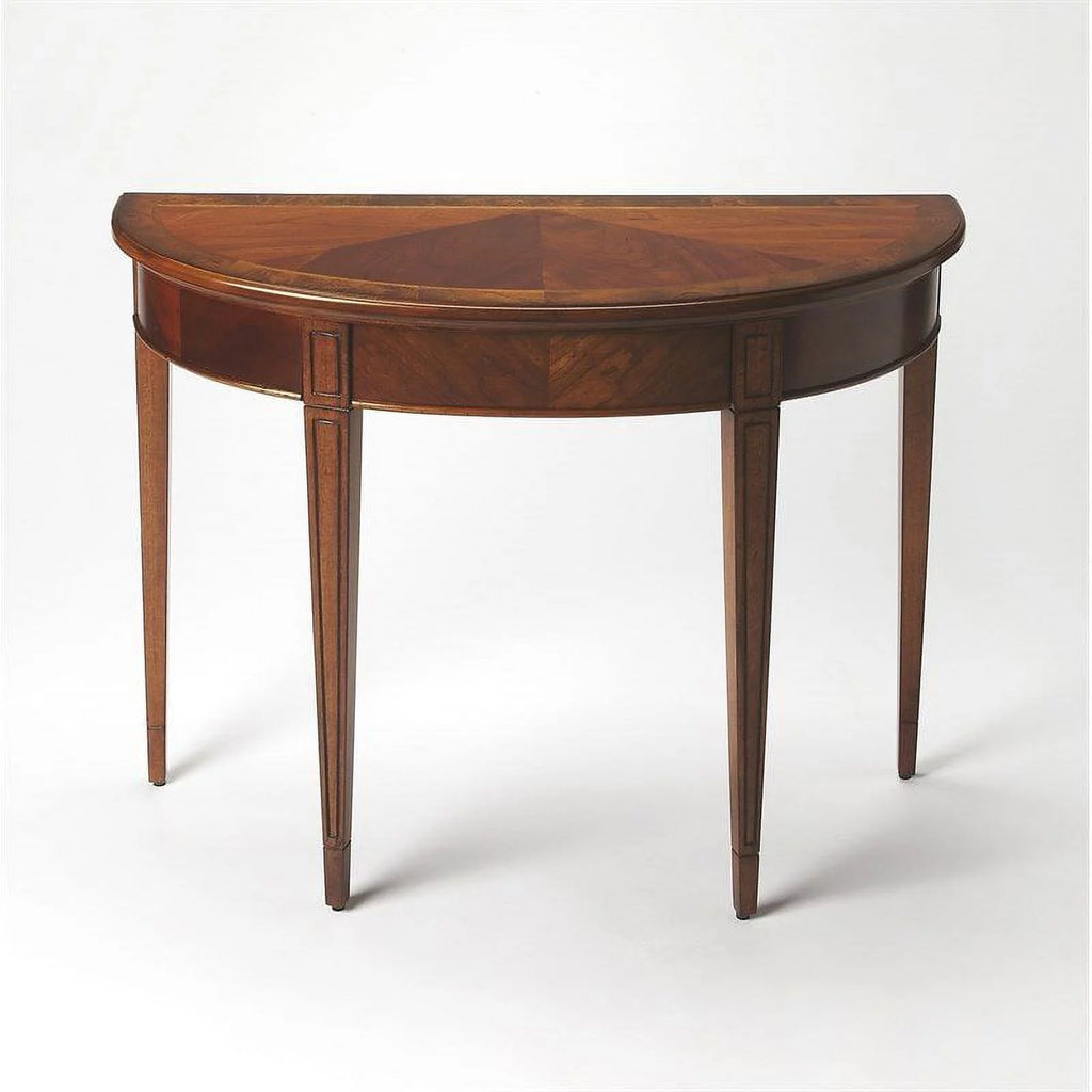 Olive Ash Burl Demilune Console Table Z541797