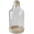14" Glass Hurricane with Wooden Lid and Base B436
