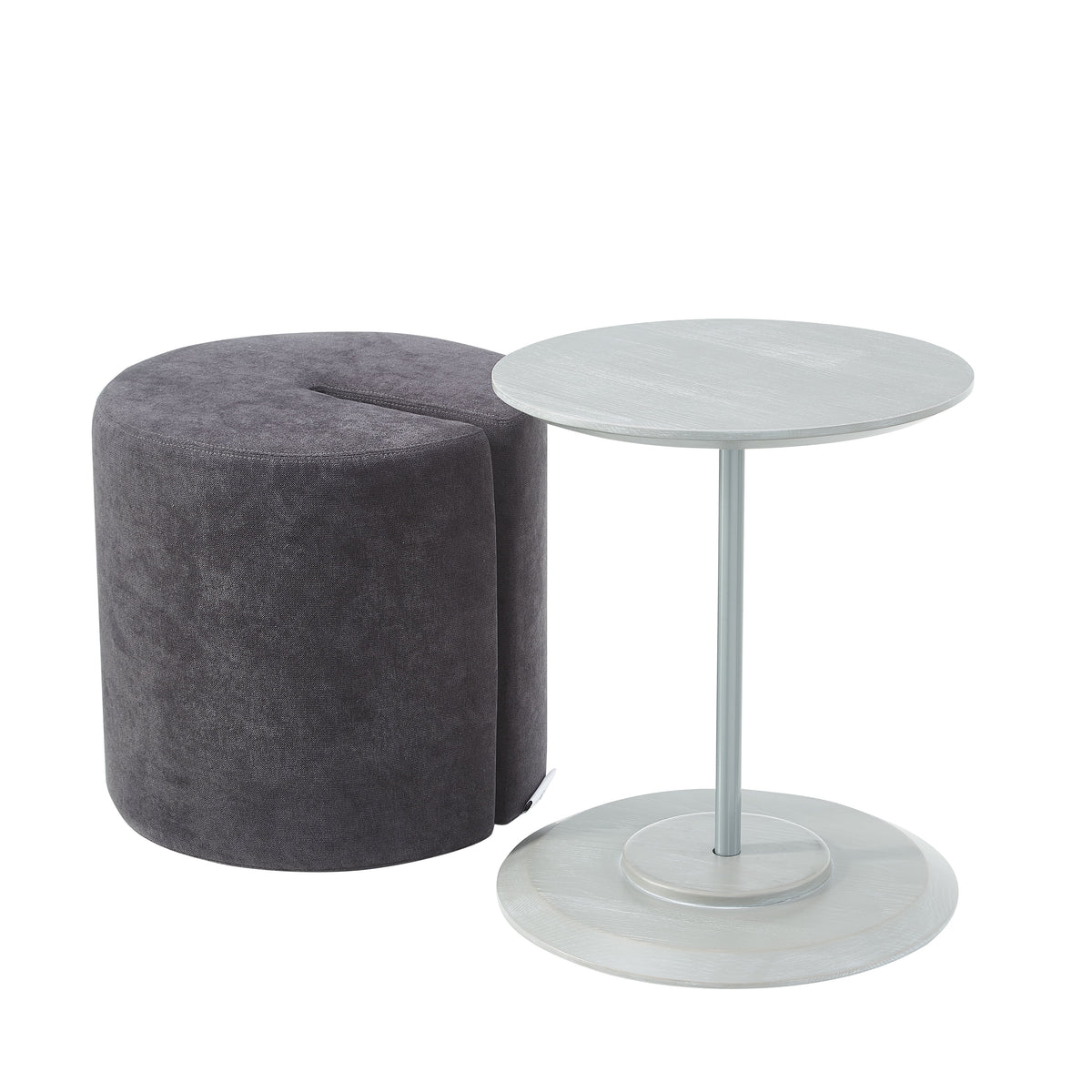 Dark Grey 2-Piece Table with Fabric Ottoman P388860