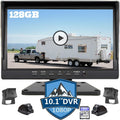 10.1 inch 1080P Backup Camera Monitor with 128GB DVR Waterproof 4 Split Screen L114