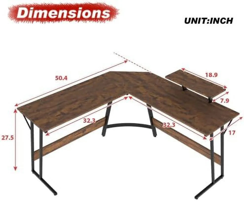 L Shaped Gaming Desk with Large Desktop J5752