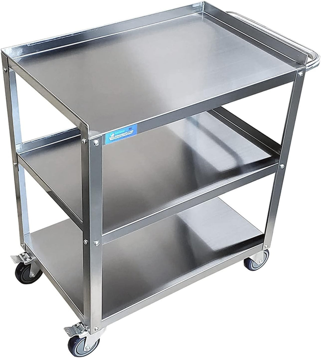 Stainless Steel 3 Shelf Utility Cart on Wheels with Handle T97862