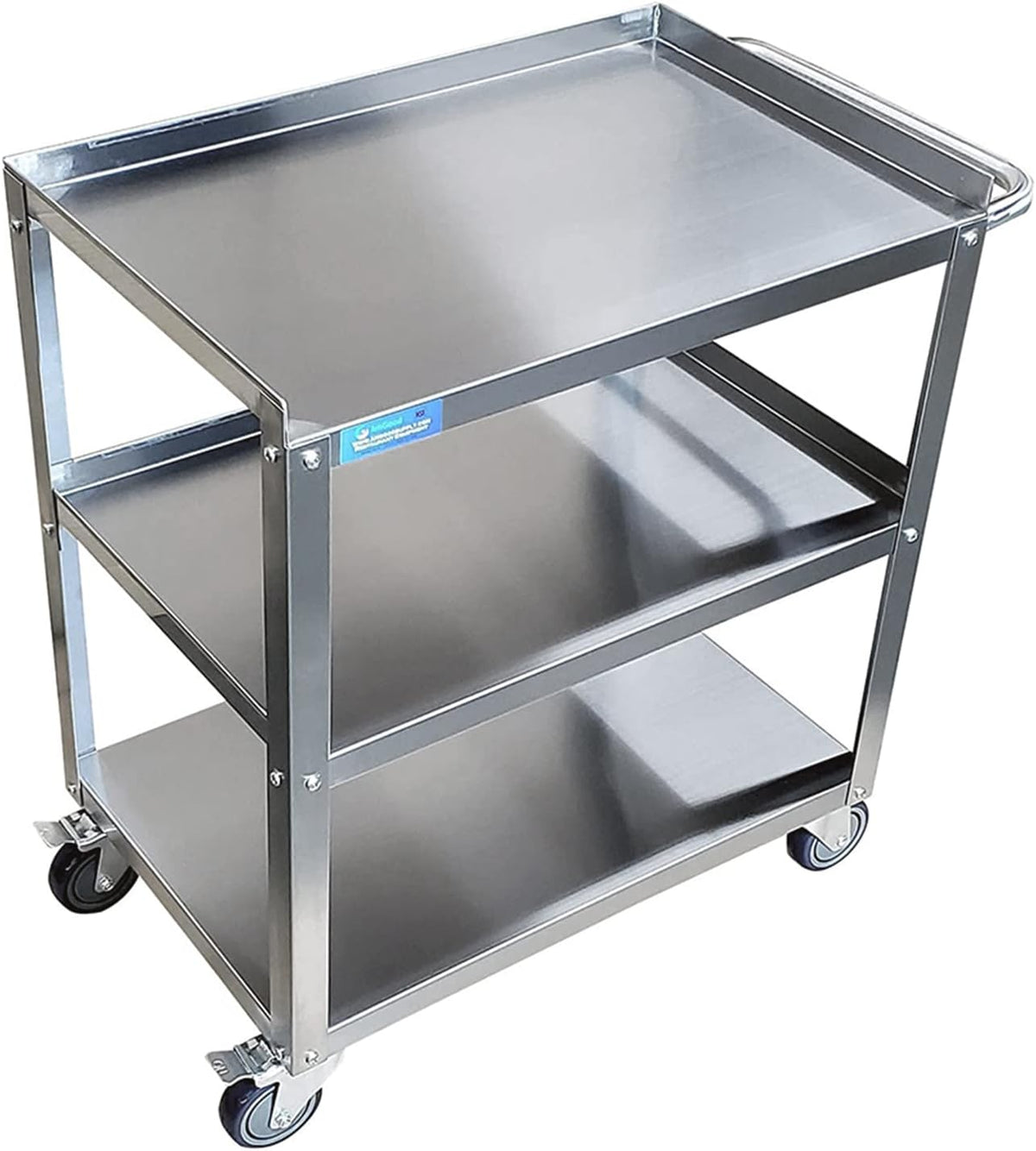 Stainless Steel 3 Shelf Utility Cart on Wheels with Handle T97862