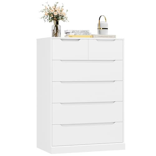 White 6 Drawer Wood Dresser E42022