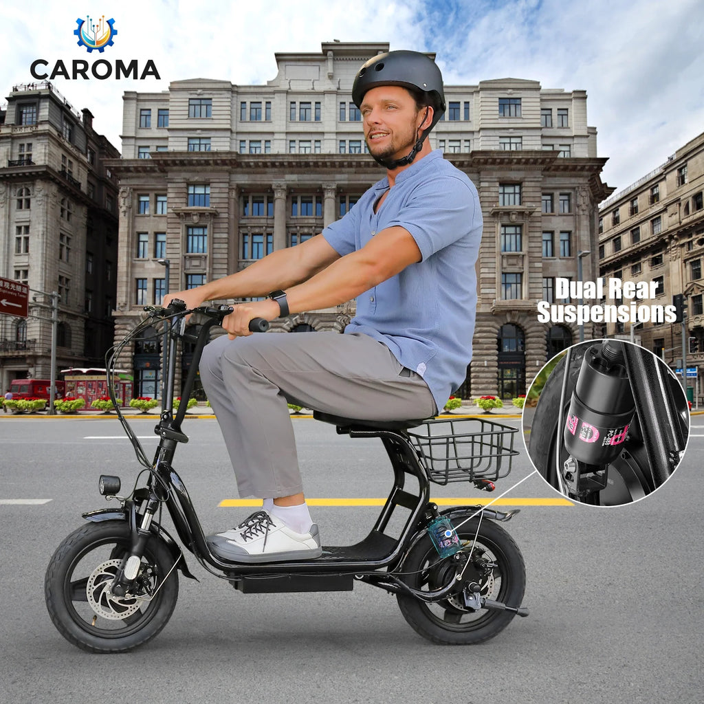 48V 500W Adults Electric Scooter with Removable Seat, 14" Off-road Pneumatic Tires, 20 MPH Max, 30 Miles Range, 350lbs Weight Limit, Black L2327