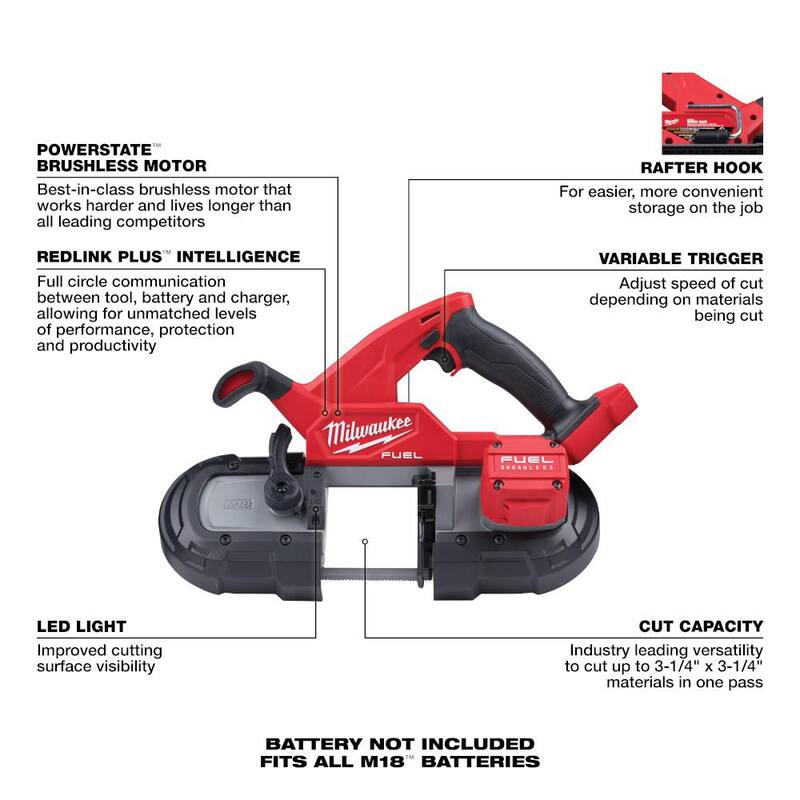 18V Lithium-Ion Brushless Cordless Compact Bandsaw and SDS Plus Rotary Hammer A237191