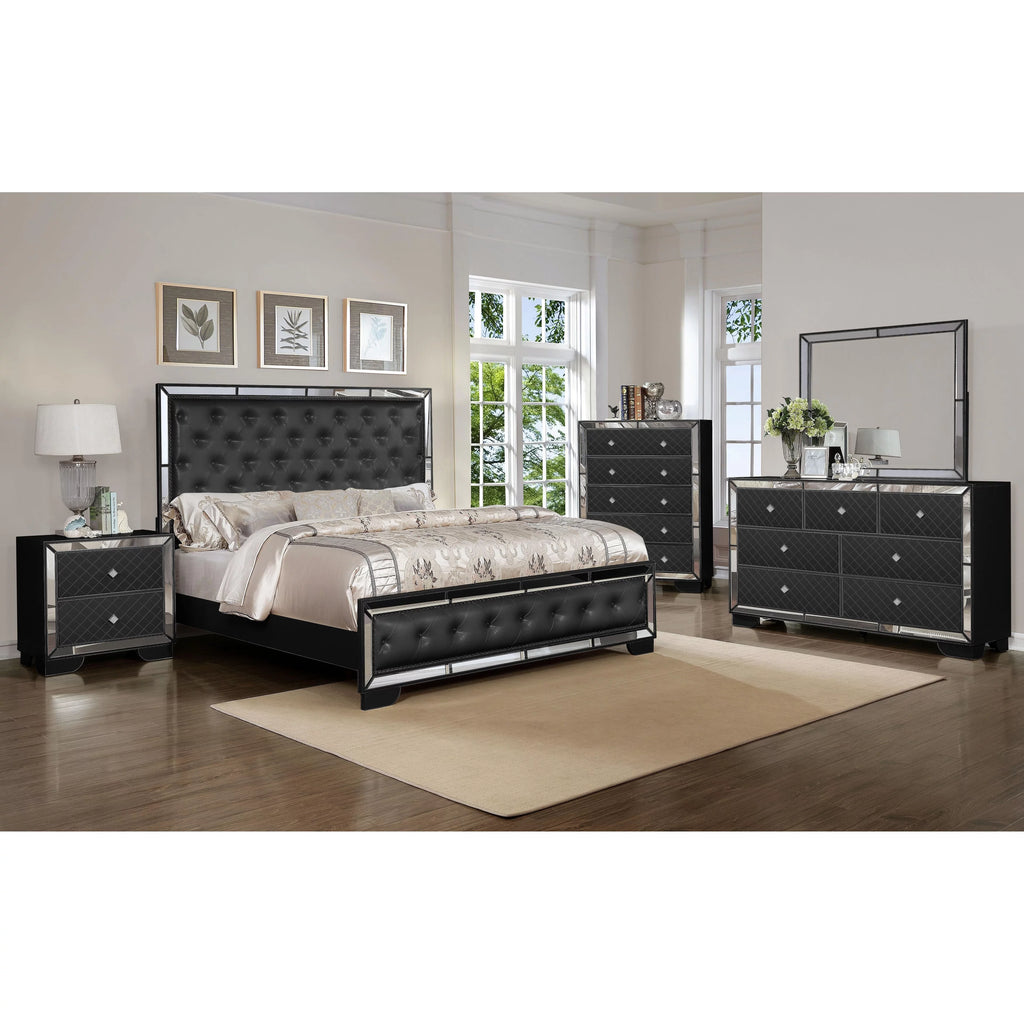Black 2-Drawer Wood Nightstand O711