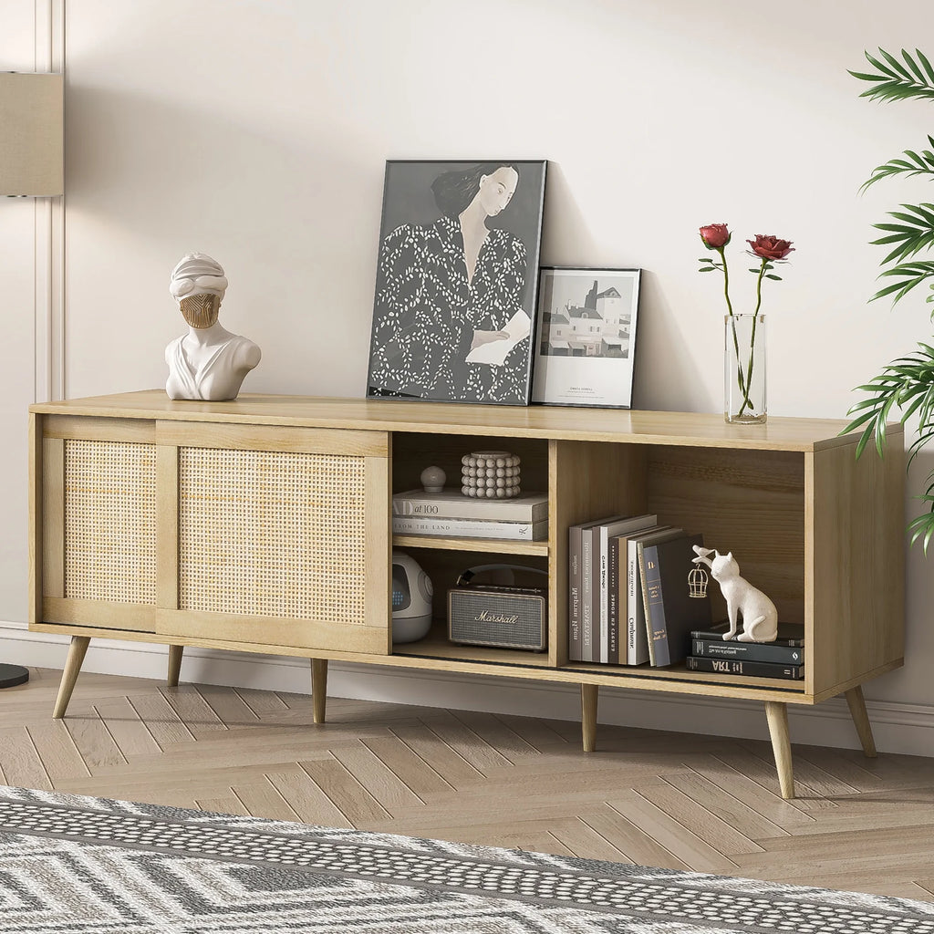 Farmhouse Rattan TV Stand for 75 inch TV C151