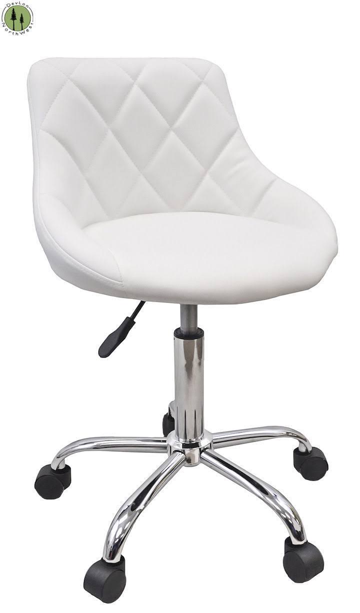 White Adjustable Rolling Stool T204