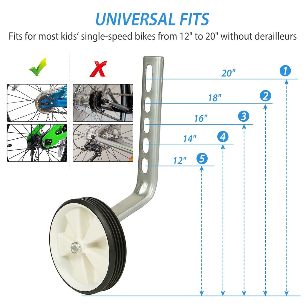 Children Bicycle Training Wheels with Adjustable Stabilizer Kit for 12"-20" Bike J24685
